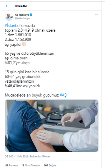 Vali Yerlikaya açıkladı: İstanbul'da kaç kişi korona aşısı oldu? - Resim : 1