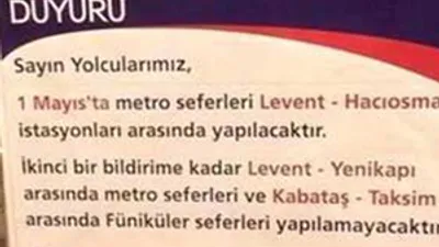 1 Mayıs'ta metro iptal !