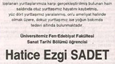 Rektör Ezgi için baş sağlığı ilanı verdi
