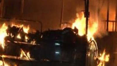 Belediye otobüsüne molotoflu saldırı