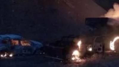 PKK'lılar iş makinesi yaktı