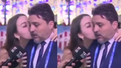 TRT ekibine canlı yayında öpücük sürprizi !