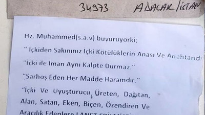 Alkollü mekanlara tehdit mektubu