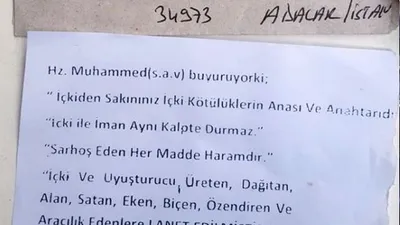 Alkollü mekanlara tehdit mektubu