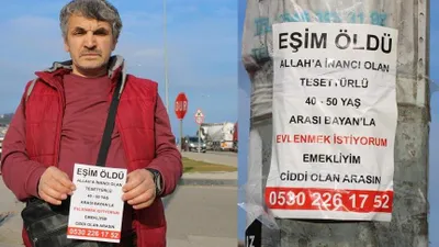 Sokaklara astığı ilanla eş arıyor