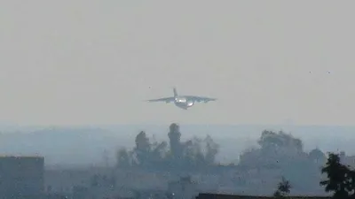 Kamışlı'ya inen Rus uçağı Nusaybin'den görüntülendi
