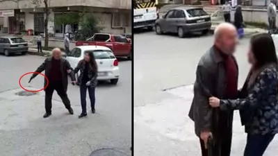 Silah çeken babayı kızı ikna etti