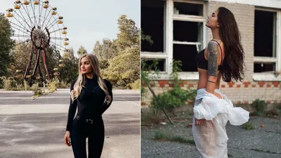 Çernobil'de ''g-string''li poz ortalığı karıştırdı