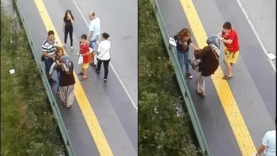 Dilenci kadından Suriyeli çocuklara dayak