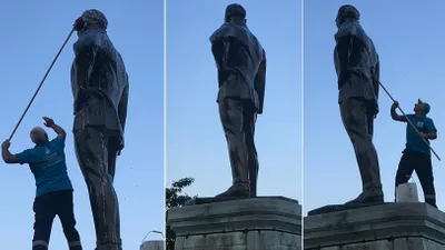 İmamoğlu'nun başkanlığındaki İBB ilk kez Atatürk'ün anıtını temizledi