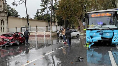 Beşiktaş'ta feci kaza! Otomobil otobüsle çarpıştı