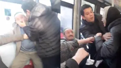 Otobüste iki yaşlı yolcu birbirine girdi