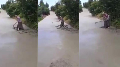 Yola dökülen betonu tahrip eden yaşlı kadına soruşturma
