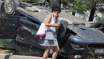Takla atan araçtan burnu bile kanamadan kurtuldu