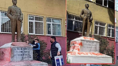 Atatürk heykeline çirkin saldırı