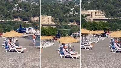 Görüntüler Muğla'dan! Plaja helikopterle ''müşteri'' transferine soruşturma olay oldu