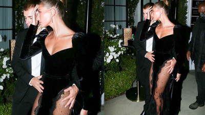 Justin Bieber eşi Hailey Baldwin'in transparan kıyafetine böyle önlem aldı