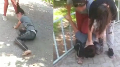 Dehşete düşüren anlar: Saçından sürükleyip, tekme tokat dövdüler
