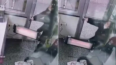 Güvenlik görevlisini yakan görüntü! Hem çarpıldı, hem işinden oldu