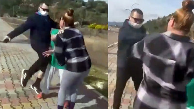 İki genç kadına darp kamerada!