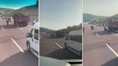 Polise yakalanan bir kamyon dolusu kaçak sığınmacı böyle kaçtı