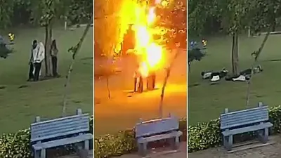 Yağmurda ağaç altına sığınmışlardı, düşen yıldırımla korkunç ölüm anı kamerada!