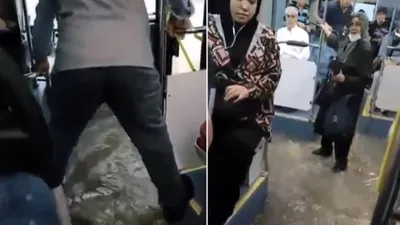 İETT otobüsünü sel bastı! Yolcuların panik anları kamerada