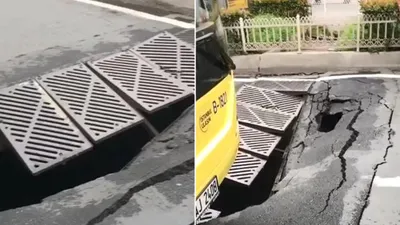İETT otobüsü geçerken rögar çöktü