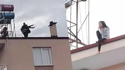 Çatıya çıkıp eylem yaptı: Bakın sebebi neymiş?