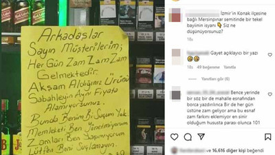Tekel bayisinden ''zam'' afişi: ''Memleketi ben yönetmiyorum!''