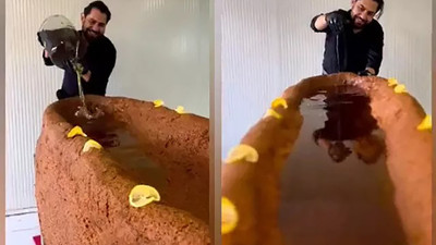 Milyonlarca kez izlendi: Oda dolusu çiğ köfte yapıp üzerine zeytin yağı döktü!