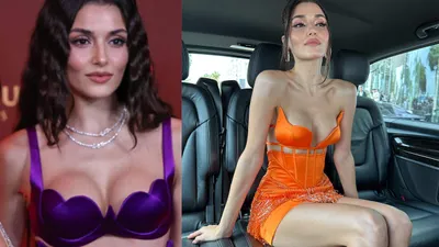 Cannes Film Festivali'ne Hande Erçel derin dekoltesiyle damga vurdu