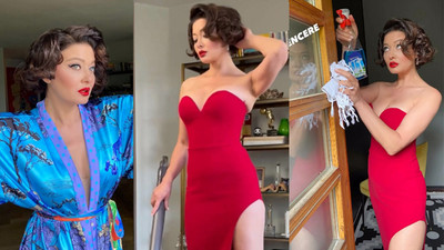 16 kilo birden veren Nurgül Yeşilçay'ın ''seksi'' bayram temizliği olay oldu