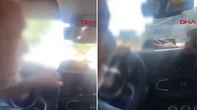 İstanbul'da ''bir garip'' taksici yolcu kavgası kamerada