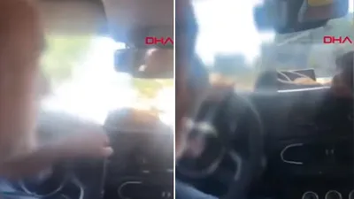 İstanbul'da ''bir garip'' taksici yolcu kavgası kamerada