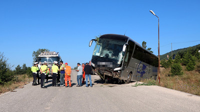 Yolcu otobüsü araziye daldı: Yaralılar var!