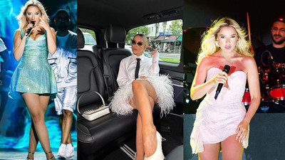 Hadise kırmızı göğüs dekolteli elbisesiyle ortalığı salladı