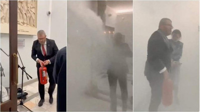 Mecliste yangın tüplü İsrail protestosu