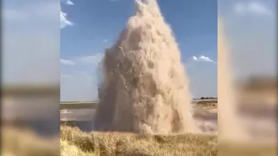 Baraj borusu patladı; su metrelerce havaya fışkırdı