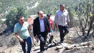Konyaaltı Belediye Başkanı Kotan, yangın bölgesinde incelemelerde bulundu