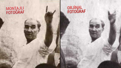 Atatürk’ün fotoğrafına bozkurt montajı