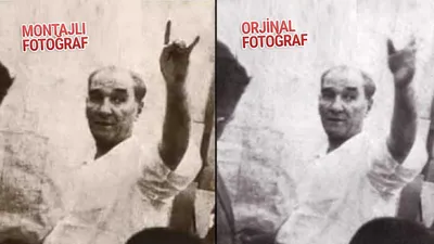 Atatürk’ün fotoğrafına bozkurt montajı
