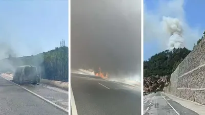 Balıkesir'de minibüste çıkan yangın ormana sıçradı