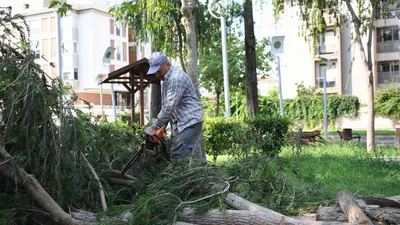 Konyaaltı'nda fırtına sonrası parklara müdahale