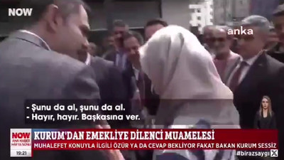 Bakan Kurum'dan emekli kadına harçlık verdi