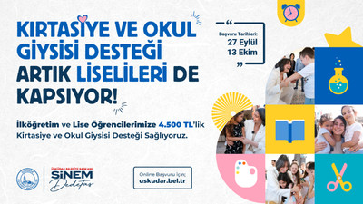 Üsküdar Belediyesi'nin öğrencilere kırtasiye ve okul giysisi desteği sürüyor