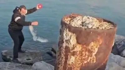 Amatör balıkçının oltasına takılan canlı şoke etti