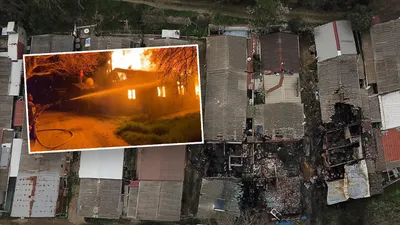 18 evin küle döndüğü mahalle havadan görüntülendi