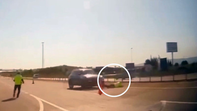 ''Dur'' ihtarına uymayan trafik canavarı polise çarpıp kaçtı!
