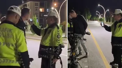 Alkollü bisiklet kullanan sürücüye ceza şoku! Polis ile diyaloğu olay oldu